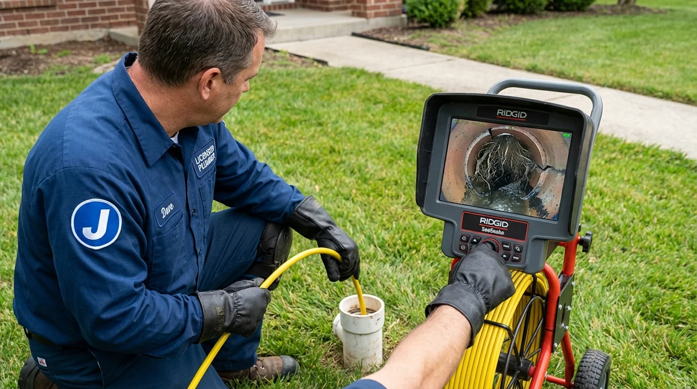Sewer camera inspection being performed by Johns Plumbing LLC in Kewanee